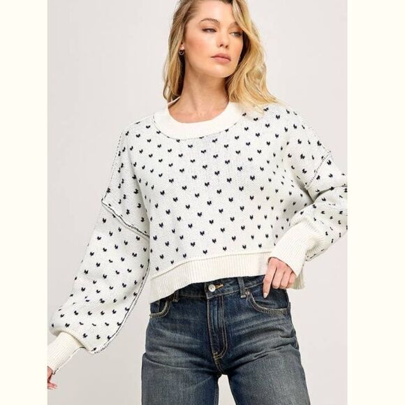 Free People Easy Street Patterned Crop Sweater New! - Picture 1 of 12
